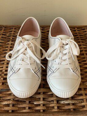 EUC Kate Spade NY Women's Tennison Canvas Low Top Sneakers, Size 6.5, White/Blue